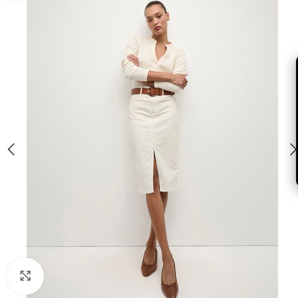 Veronica Beard Breves Corduroy Cream Midi Skirt NWT
